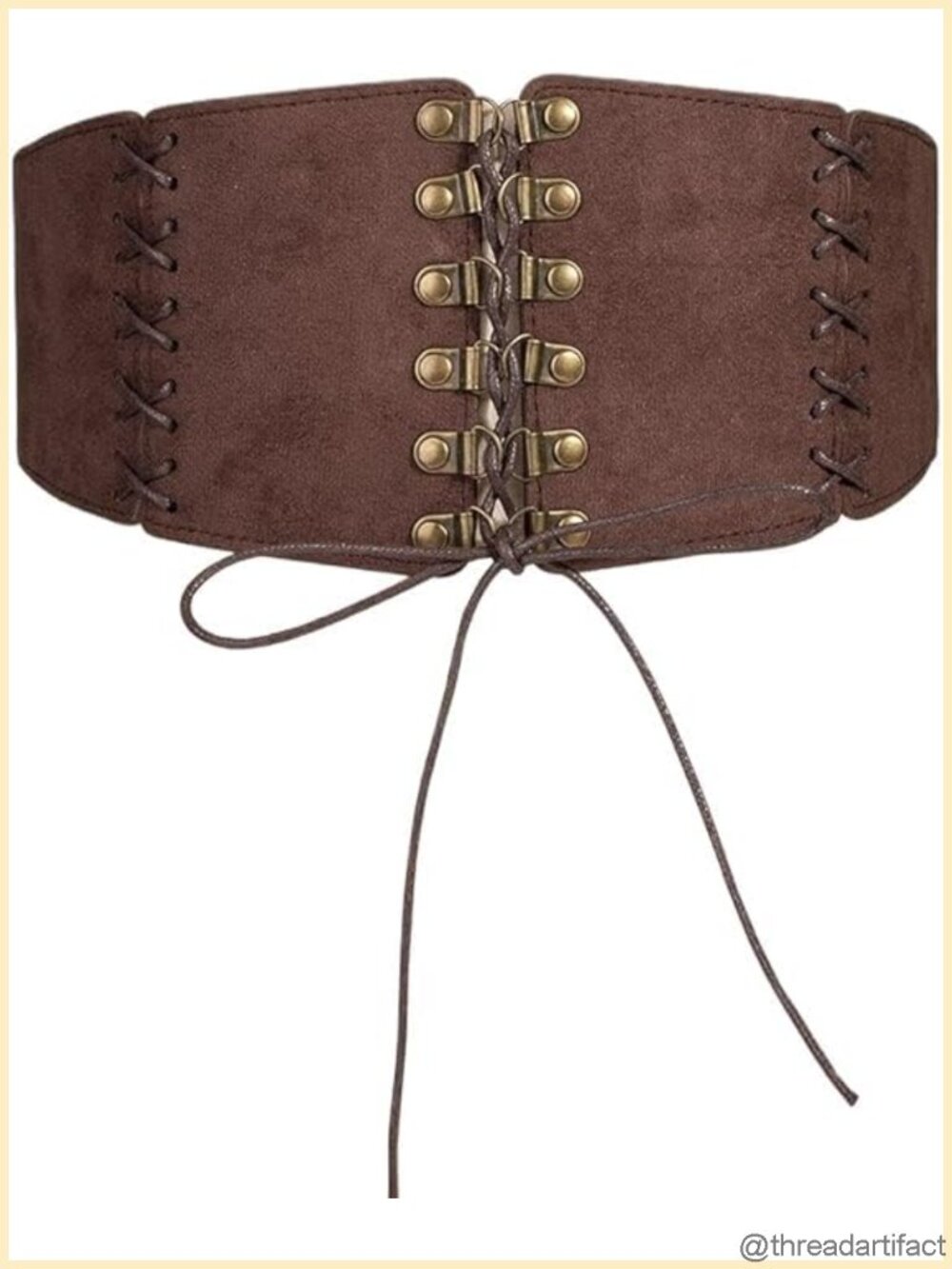 Faux Leather Wide Corset Belt Elastic Lace-Up Waspie for Dresses Costume